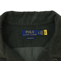 POLO RALPH LAUREN ポロ ラルフローレン 太畝コーデュロイ オープンカラーシャツ グリーン size.L 開襟 _画像3