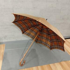 #1550 BURBERRYS バーバリー 長傘 ベージュ系 ノバチェック 雨具 雨傘 全長 約84cm×親骨55cm