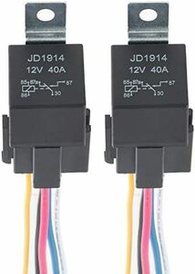 リレー 5極 DC12V 40A ヒューズ OnOff SPDTリレーソケットプラグ 5線 黒