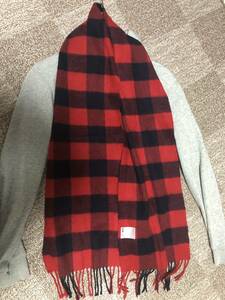 [ comparatively beautiful goods ] Uniqlo check muffler cashmere 100%* block check red × black 