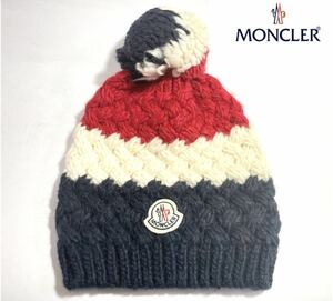 MONCLER BERRETTO モンクレール ニット帽 ビーニー ロゴ ワッペン トリコロール ウール アルパカ イタリア製 帽子 正規品