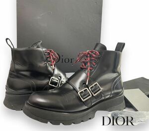 Dior Homme 16AW-17AW ディオールオム レザー ダブルモンクストラップ マウンテンブーツ ショートブーツ レースアップ ブラック 40 正規品