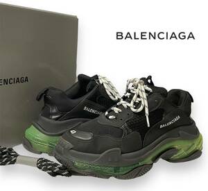 BALENCIAGA TRIPLE S MEN バレンシアガ トリプルエス トレーナー ダッド スニーカー ブラックグリーン クリアソール 43 シューズ 正規品