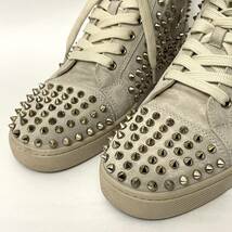 CHRISTIAN LOUBOUTIN LOUIS SPIKES クリスチャン ルブタン スパイクスタッズ ハイカット スエード スニーカー ベージュ 40 正規品_画像7