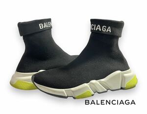 BALENCIAGA Speed Trainer バレンシアガ スピード トレーナー ロゴ ニット ソックス イタリア製 37 ブラック スニーカー 正規品