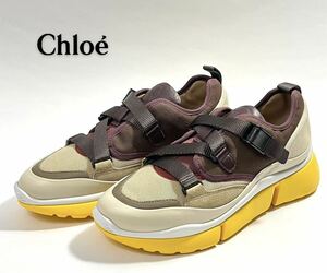 Chloe クロエ スニーカー ナイロンストラップ ファブリック ロートップ ダットシューズ 軽量 レディース 38 イタリア製 正規品