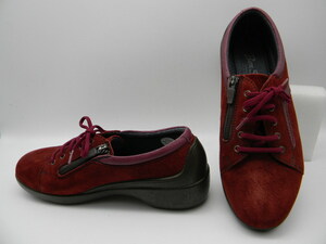 ■【 Bon Step OTSUKA 】★ 赤の革靴（２４．５ｃｍ）ウォーキングシューズ スニーカー スエード