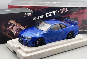 国内発送! 新品 MOTOR HELIX 1/18 nismo R34 GT-R Z-tune ブルー エンジン、クレーン等セット BNR34 GTR R34 ニスモ モーターヘリックス