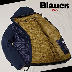 極美品☆Blauer. フーデッドダウンジャケット 希少XL ネイビー 