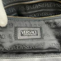 美品 GIANNI VERSACE ジャンニ ヴェルサーチ 太陽神 ボストンバッグ ハンドバッグ バッグ PVC×レザー 黒 A4収納可 サンバースト_画像8