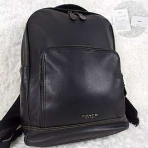 1円〜 COACH コーチ バックパック リュック ビジネスバッグ グラハム F 37599 A4 レザー 肩掛け メンズ レディース ブラック 黒 通勤 通学