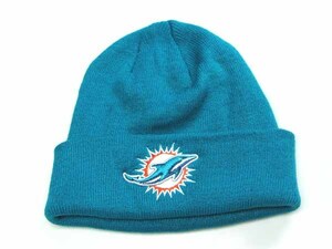 NFL Miami Dolphins マイアミ・ドルフィンズ ニット帽 アクア ブルー フリーサイズ 男女兼用 ビーニー 帽子 【未使用品】 ◆アウトレット◆