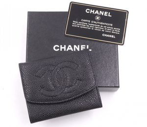 【ト長】CHANEL シャネル ココマーク キャビアスキン レザー コインケース コインパース 小銭入れ ブラック 箱 Gカード付 AG000IOB04