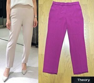 【SALE】◎美品！Theory【セオリー】プルオントラウザー(POWDER.CREPE/PULL.ON.TROUSER.SL)定価28,000円+税 MADE IN JAPAN(日本製)