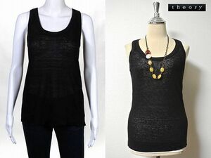 * beautiful goods!Theory[ theory ] black linen* tank top (*^_^*) regular price 17,000 jpy rom and rear (before and after) 