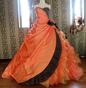 上戸彩プロデュースU AYA UETO DRESS高級ウエディングドレス11号13号15号L~3Lサイズ希少な大きいサイズオレンジカラードレス