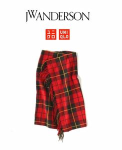 送料無料 新品 タグ付き UNIQLO and JW ANDERSON チェックフリンジスカート タータンチェック 赤 レッド チェック ユニクロ スカート