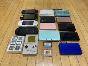 中古 SONY PCH-2000 1台、DMG-01 1台、3DSLL 1台、3DS 1台、DS 7台、PSP-1000 3台、計14台、とソフト22本　現状品 / ジャンク