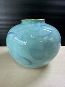 〇 色絵彩磁 深川製 深川製磁 花瓶 花器 花瓶 高さ 約16cm 2401