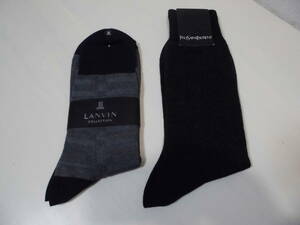 送料185円 LANVIN ランバン レナウン & YSL イブサンローラン ソックス 靴下 2足 メンズ 　