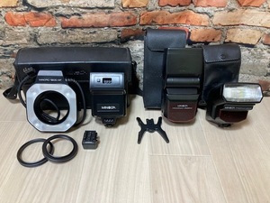 Fス②　MINOLTA／ミノルタ フラッシュ／ストロボ　・マクロフラッシュ　1200AF ・PROGRAM　3200i ・PROGRAM　3500xi　3台セット　コニカ