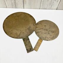 アンティーク 古鏡 銅鏡 和鏡 江戸時代 サイズ長さ　大32cm 小24.5cm 2本 _画像4