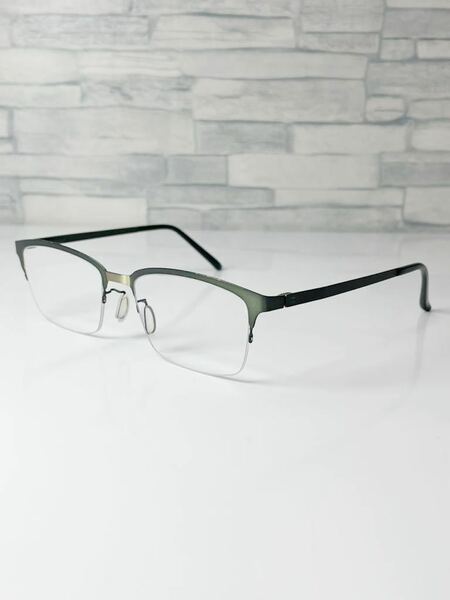 +1.00 JINS Combination Metal MMN-20S-104 ジンズ ウェリントン型 ハーフリム ダークカーキ 老眼鏡 良品