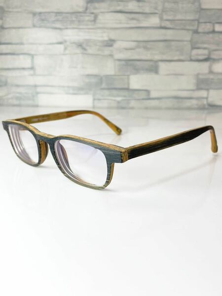極美品 STUDIO FB W02 スタジオエフビー スクエア型 カーキ 眼鏡 良品