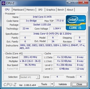 INTEL Core i5-3470 (3.20 GHz) LGA1155 * used normal goods *