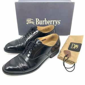 美品 BURBERRYS バーバリー 革靴 レザーシューズ ブラック ロゴ 刺繍 5.5