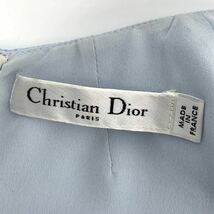 Christian Dior PARIS クリスチャンディオール ノースリーブ ワンピース シルク ブルーXホワイト 38_画像8