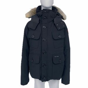 美品 CANADA GOOSE カナダグース ダウンジャケット ブラック ロゴ フォックス 毛皮 L