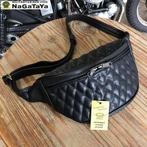  FANNY PACK ファニーパック ワンショルダーBAG シンセティックレザー PU ブラック 黒 ボディBAG バイカーギア バイカーバッグ_画像3