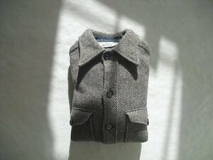 Woolrich Wool Shirt（1970年代）ウールリッチ　ウールシャツ　Made in U.S.A.　濃ミックスグレー　＠M　ヘリンボーン　ヴィンテージ　USED