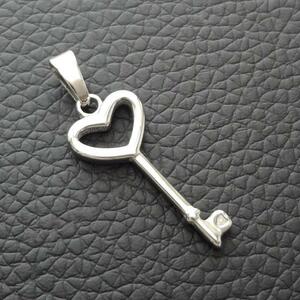  подвеска с цепью Heart ключ ключ очарование нержавеющая сталь серебряный *1589