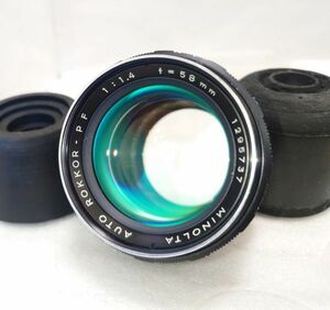 ★美品★MINOLTA ミノルタ AUTO ROKKOR-PF 58mm F1.4 緑のロッコール★完動品★