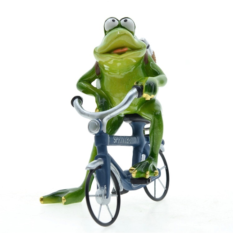 개구리 자전거 입상 개구리 개구리 자전거 위의 개구리 개구리 애호가 동물 방 인테리어 인형 집 수지 입구 풍수 정원 마당 흥미로운, 핸드메이드 아이템, 내부, 잡화, 장식, 물체