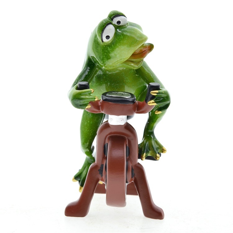 Frog Bicycle Figurine Frog Frog Frog on a bicycle Exercise bike Frog lover Animal Room Interior Dollhouse Garden Garden Interesting, Handmade items, interior, miscellaneous goods, ornament, object
