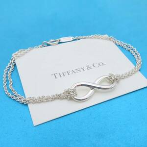 【送料無料】 未使用 Tiffany&Co. ティファニー インフィニティ ダブル チェーン シルバー ブレスレット Ag925 SV HM79