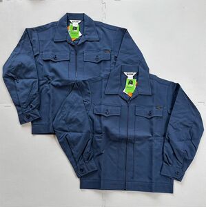 M ( stock disposal ) new goods unused goods RANK long sleeve jumper 2 sheets set [9300] size M / navy / made in Japan / through year / electro static charge prevention / stretch / working clothes / Work wear 