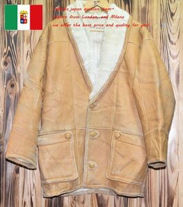 SHEARLING★イタリア直輸入★良質　防寒 リアルシープスキン ムートン　ジャケット　コートXXXXL（M-131)　メンズ　おすすめ 毛皮