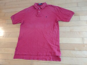 USED ポロ POLO by Ralph Lauren メンズ 半袖 ポロシャツ 赤 Lサイズ ハワイ購入品 日本 XLサイズ相当 大きい方向け 色褪せ 使用感あり！