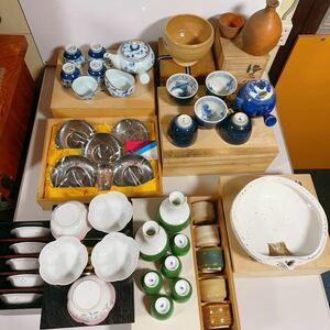 006/和食器 陶器製 小皿 小鉢 急須 湯飲み 在銘 銘有り 有田焼 他 食器まとめて 木箱 元箱 