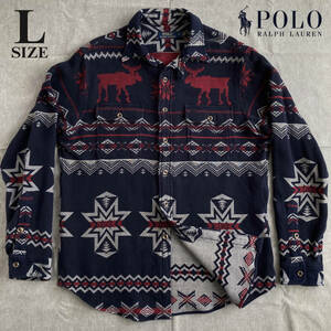 【美品 Lサイズ以上】ラルフローレン ネイティブ柄 シャツ ジャケット 肉厚 フランネル生地 メンズ POLO RALPH LAUREN