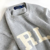 【美品 希少】ラルフローレン コットンニット セーター RLロゴ グレー メンズ RL Logo Knit POLO RALPH LAUREN_画像5