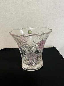 HOYA CRYSTAL 花瓶 フラワーベース 高さ約19cm 管理A2097 花器 ホヤ 保谷 クリスタルガラス