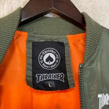 ◇ THRASHER スラッシャー MA-1ジャケット Lサイズ カーキ ◇_画像5