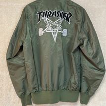 ◇ THRASHER スラッシャー MA-1ジャケット Lサイズ カーキ ◇_画像9