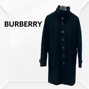 BURBERRY LONDON バーバリー ロンドン ウール カシミヤ混 裏地ノバチェック柄 スタンドカラー リバーコート レディース B1B50-477-09