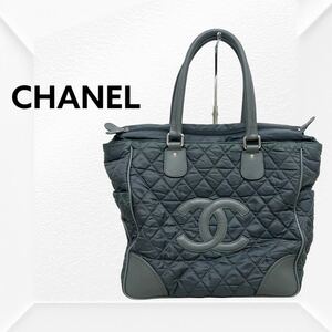 高級 CHANEL シャネル １０番台 パリニューヨークライン ビッグココ マトラッセ ナイロン レザー トートバッグ